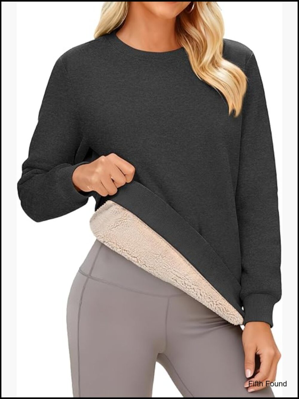 Sherpa Lined Fleece Pullover Sweatshirt Long Sleeve Crewneck Winter Warm Top